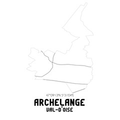 ARCHELANGE Val-d'Oise. Minimalistic street map with black and white lines.