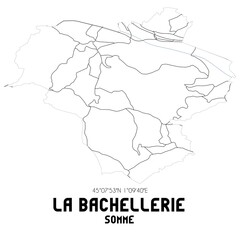 LA BACHELLERIE Somme. Minimalistic street map with black and white lines.