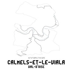 CALMELS-ET-LE-VIALA Val-d'Oise. Minimalistic street map with black and white lines.