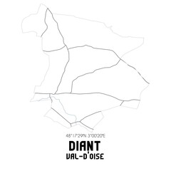 DIANT Val-d'Oise. Minimalistic street map with black and white lines.
