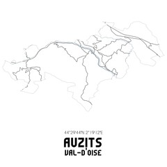 AUZITS Val-d'Oise. Minimalistic street map with black and white lines.