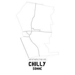 CHILLY Somme. Minimalistic street map with black and white lines.