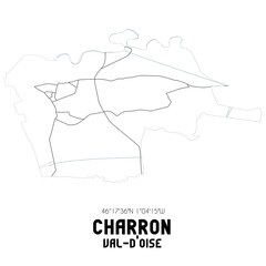 CHARRON Val-d'Oise. Minimalistic street map with black and white lines.