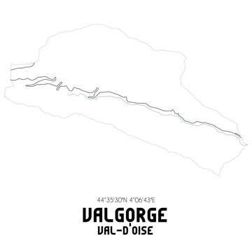 VALGORGE Val-d'Oise. Minimalistic street map with black and white lines.