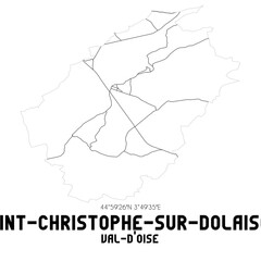 SAINT-CHRISTOPHE-SUR-DOLAISON Val-d'Oise. Minimalistic street map with black and white lines.