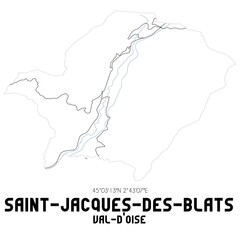 SAINT-JACQUES-DES-BLATS Val-d'Oise. Minimalistic street map with black and white lines.