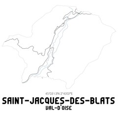 Obraz premium SAINT-JACQUES-DES-BLATS Val-d'Oise. Minimalistic street map with black and white lines.