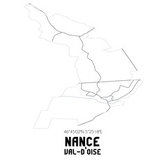 NANCE Val-d'Oise. Minimalistic street map with black and white lines.