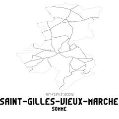 SAINT-GILLES-VIEUX-MARCHE Somme. Minimalistic street map with black and white lines.