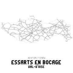 ESSARTS EN BOCAGE Val-d'Oise. Minimalistic street map with black and white lines.