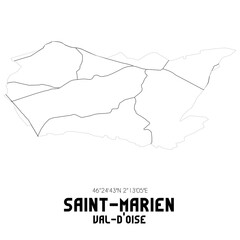 SAINT-MARIEN Val-d'Oise. Minimalistic street map with black and white lines.
