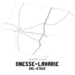 ONESSE-LAHARIE Val-d'Oise. Minimalistic street map with black and white lines.