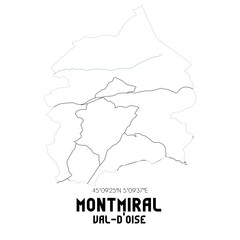 Fototapeta premium MONTMIRAL Val-d'Oise. Minimalistic street map with black and white lines.