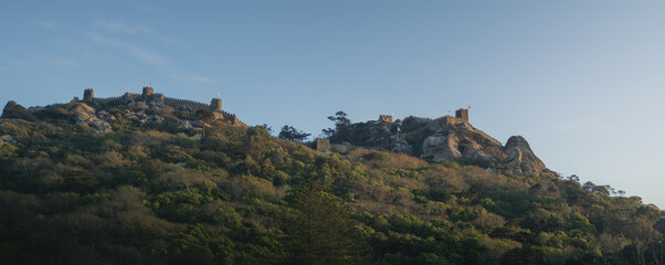 Fototapeta na wymiar Panoramic view of Moorish Castle Walls and Towers - Sintra, Portugal