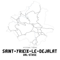 SAINT-YRIEIX-LE-DEJALAT Val-d'Oise. Minimalistic street map with black and white lines.