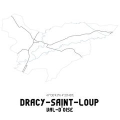 DRACY-SAINT-LOUP Val-d'Oise. Minimalistic street map with black and white lines.