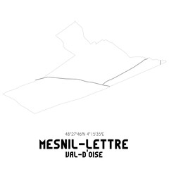 MESNIL-LETTRE Val-d'Oise. Minimalistic street map with black and white lines.