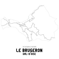 LE BRUGERON Val-d'Oise. Minimalistic street map with black and white lines.