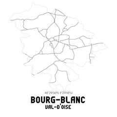 BOURG-BLANC Val-d'Oise. Minimalistic street map with black and white lines.