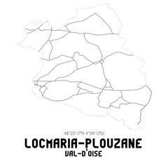LOCMARIA-PLOUZANE Val-d'Oise. Minimalistic street map with black and white lines.