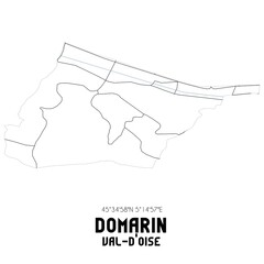 DOMARIN Val-d'Oise. Minimalistic street map with black and white lines.