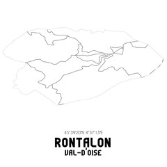 RONTALON Val-d'Oise. Minimalistic street map with black and white lines.