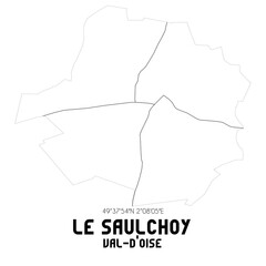 LE SAULCHOY Val-d'Oise. Minimalistic street map with black and white lines.