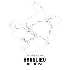 MANGLIEU Val-d'Oise. Minimalistic street map with black and white lines.