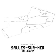 SALLES-SUR-MER Val-d'Oise. Minimalistic street map with black and white lines.