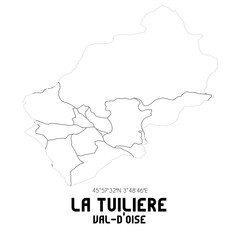 Fototapeta premium LA TUILIERE Val-d'Oise. Minimalistic street map with black and white lines.