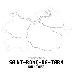 SAINT-ROME-DE-TARN Val-d'Oise. Minimalistic street map with black and white lines.