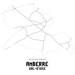 AMBERRE Val-d'Oise. Minimalistic street map with black and white lines.