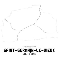 SAINT-GERMAIN-LE-VIEUX Val-d'Oise. Minimalistic street map with black and white lines.