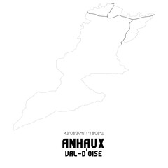 ANHAUX Val-d'Oise. Minimalistic street map with black and white lines.