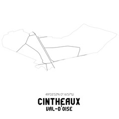 CINTHEAUX Val-d'Oise. Minimalistic street map with black and white lines.