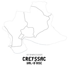 CREYSSAC Val-d'Oise. Minimalistic street map with black and white lines.