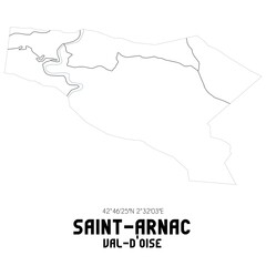 SAINT-ARNAC Val-d'Oise. Minimalistic street map with black and white lines.