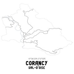 CORANCY Val-d'Oise. Minimalistic street map with black and white lines.