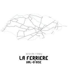 LA FERRIERE Val-d'Oise. Minimalistic street map with black and white lines.