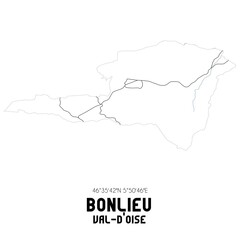 BONLIEU Val-d'Oise. Minimalistic street map with black and white lines.
