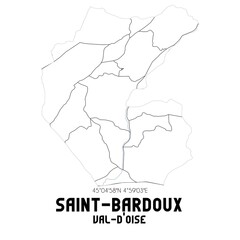 SAINT-BARDOUX Val-d'Oise. Minimalistic street map with black and white lines.