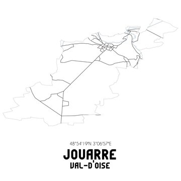 JOUARRE Val-d'Oise. Minimalistic street map with black and white lines.