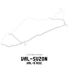 VAL-SUZON Val-d'Oise. Minimalistic street map with black and white lines.