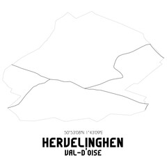 HERVELINGHEN Val-d'Oise. Minimalistic street map with black and white lines.