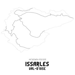 ISSARLES Val-d'Oise. Minimalistic street map with black and white lines.