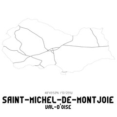 SAINT-MICHEL-DE-MONTJOIE Val-d'Oise. Minimalistic street map with black and white lines.