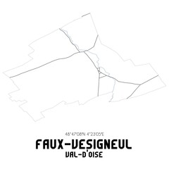 FAUX-VESIGNEUL Val-d'Oise. Minimalistic street map with black and white lines.