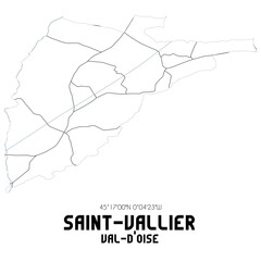 SAINT-VALLIER Val-d'Oise. Minimalistic street map with black and white lines.