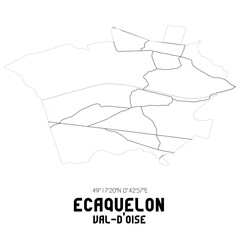 ECAQUELON Val-d'Oise. Minimalistic street map with black and white lines.