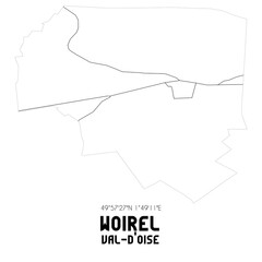 WOIREL Val-d'Oise. Minimalistic street map with black and white lines.